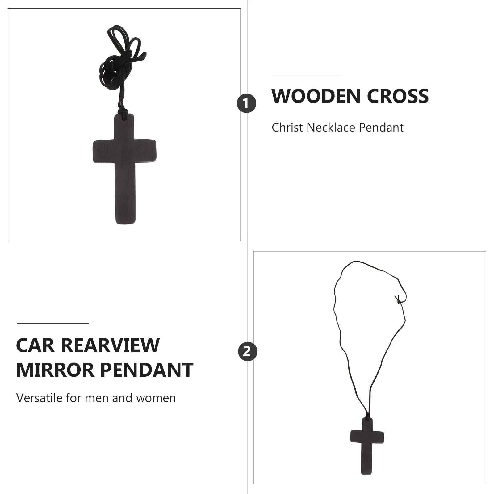 12pcs Natural Wood Cross Pendant Necklace Choker Charms Car Rearview Mirror Pendant Jewelry Findings