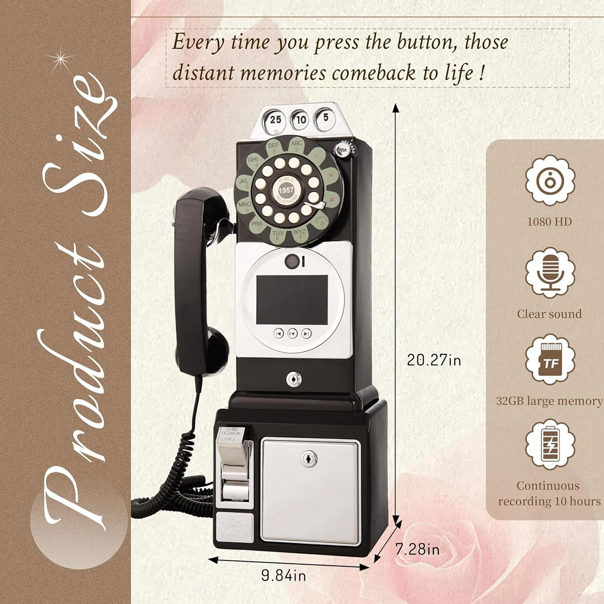 Wedding Audio And Video Guestbook Phone Audio-Visual Recording System Guest blessing Voicemail Sign-In Phone & HD Video