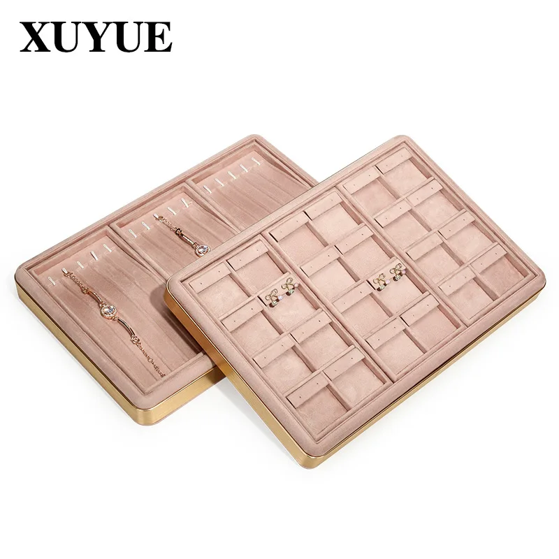 New jewelry display tray metal pink jewelry tray display pallet counter jewelry display plate