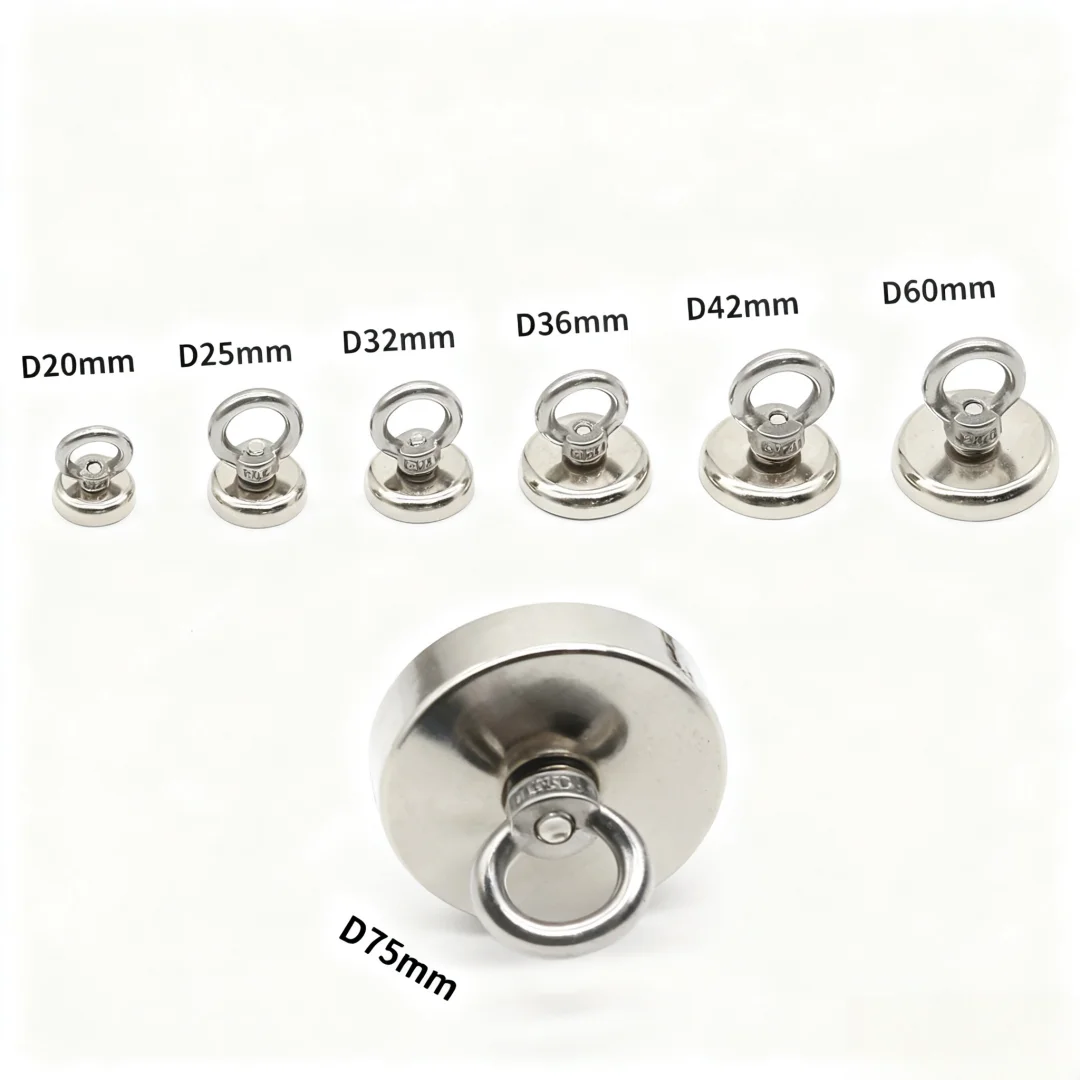D16/20/25/32/36/60 Strong Neodymium Magnet Salvage Magnet Deep Sea Fishing Magnets Holder Pulling Mounting Pot with Ring Eyebolt
