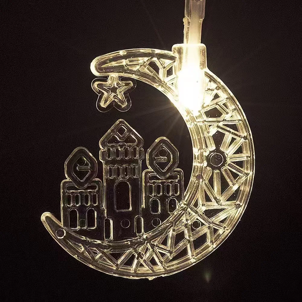 Ramadan Celebration LED String Lights - Moon, Star & Castle Designs for Eid Mubarak Decorations, Battery-Powered