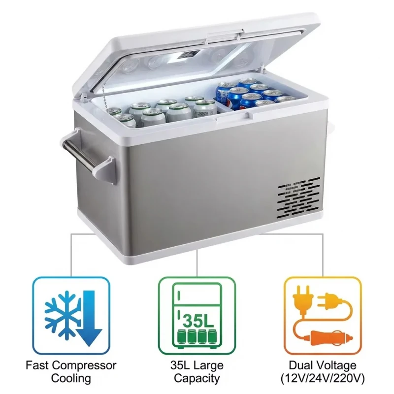 Premium 35L Dual Zone Portable Car Fridge Freezer Compressor 12V 24V Camping RV Road Trip SUV Parts