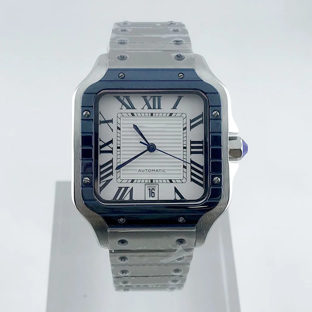 Caso quadrado nh35 relógio nh35 dial quadrado dial roma dial relógio caso fivela dobrável caber nh35 nh36 movimento relógio acessórios