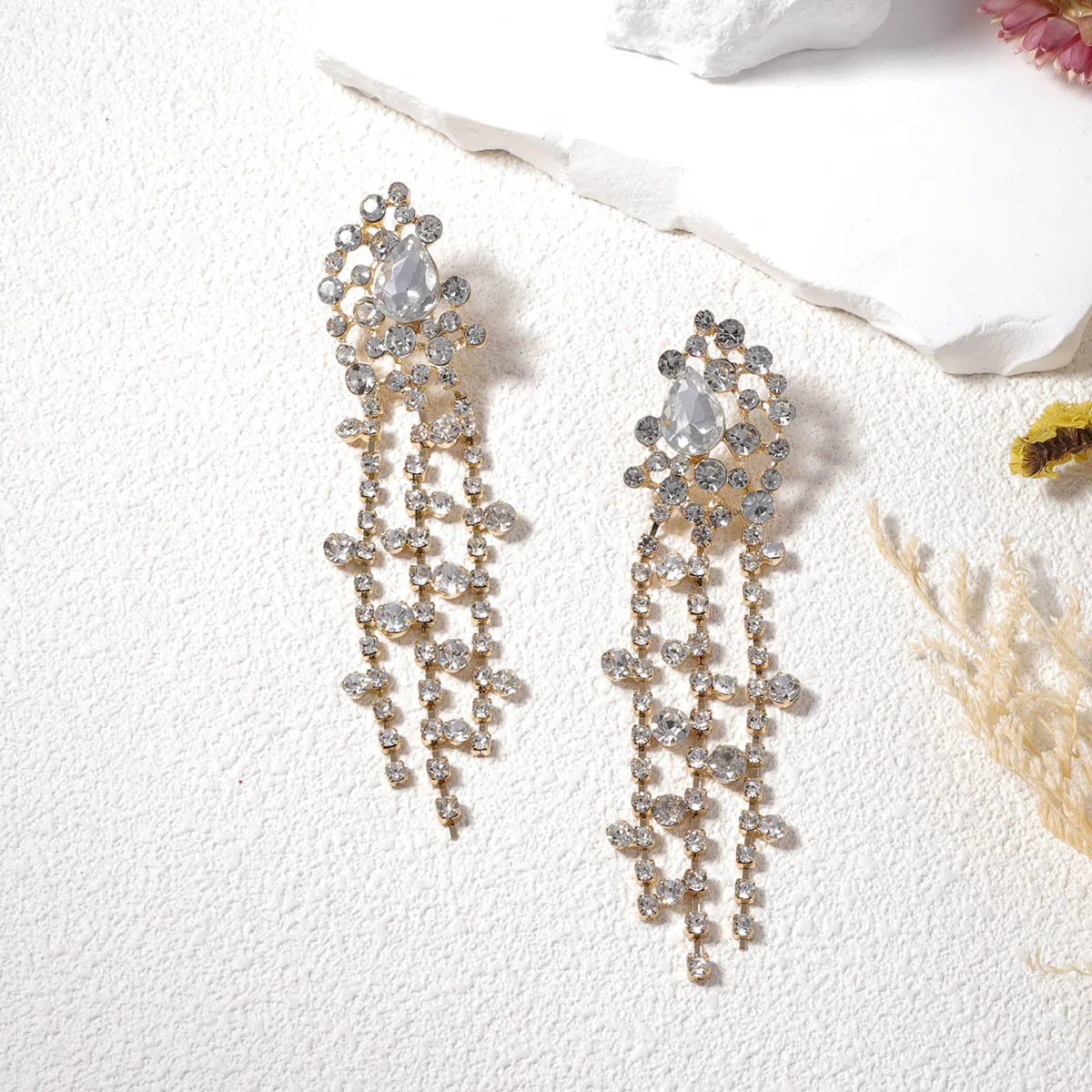 

ZAA Jewelry For Women Trend Long Rhinestone Tassel Earrings High Quality Luxury Wedding Party Holiday Accessories Girl Gifts
