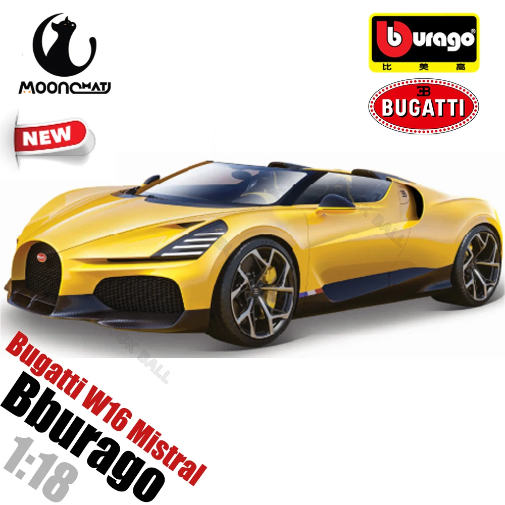 

New Bburago 1:18 Bugatti W16 Mistral Car Model Bugatti Sports Alloy Car Bugatti Die-cast Sports Car Collection Decoration Toy