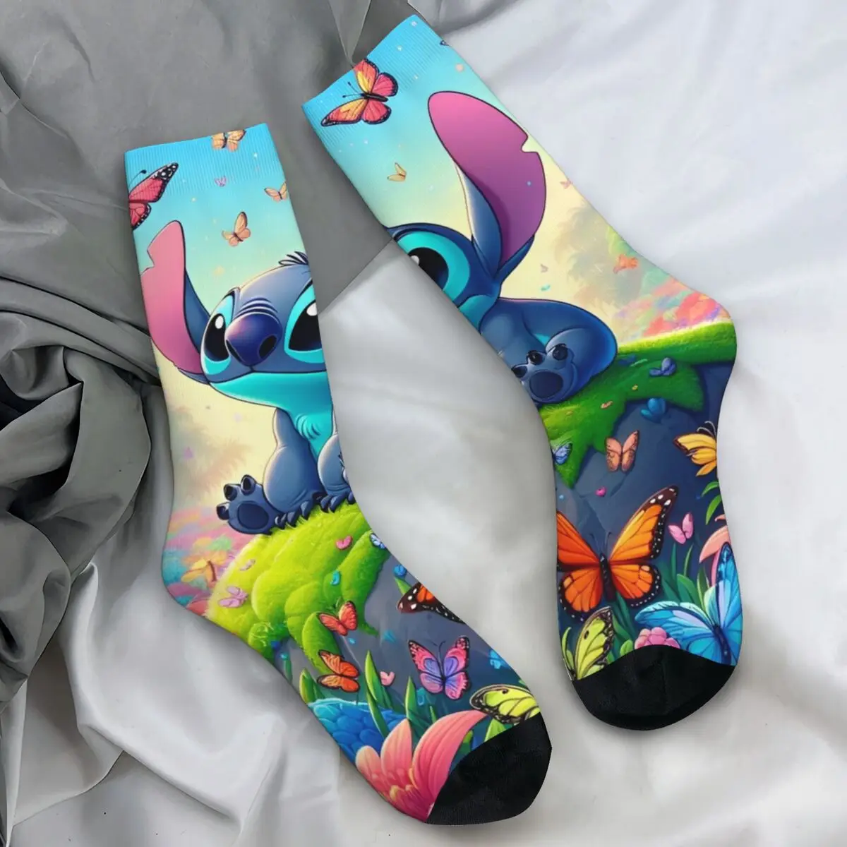 Stitch Cartoon Socks Elegant Stockings Autumn Anti Sweat Men's Socks Warm Soft Design Climbing Socks