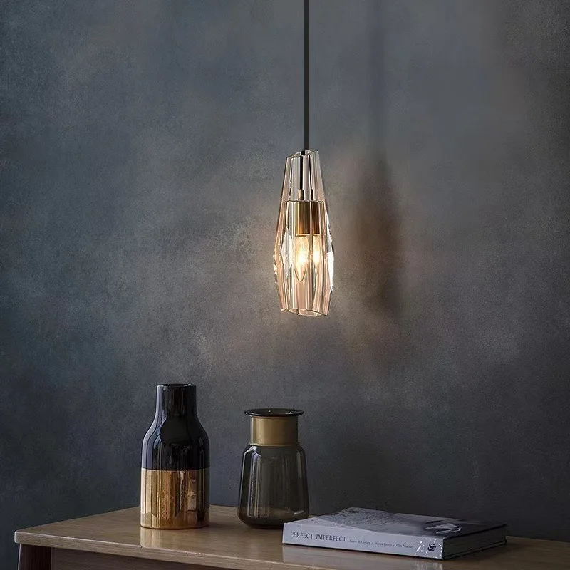 

Simple creative chandelier, Nordic light luxury dining room bar chandelier, bedroom bedside long line decoration small chandelie