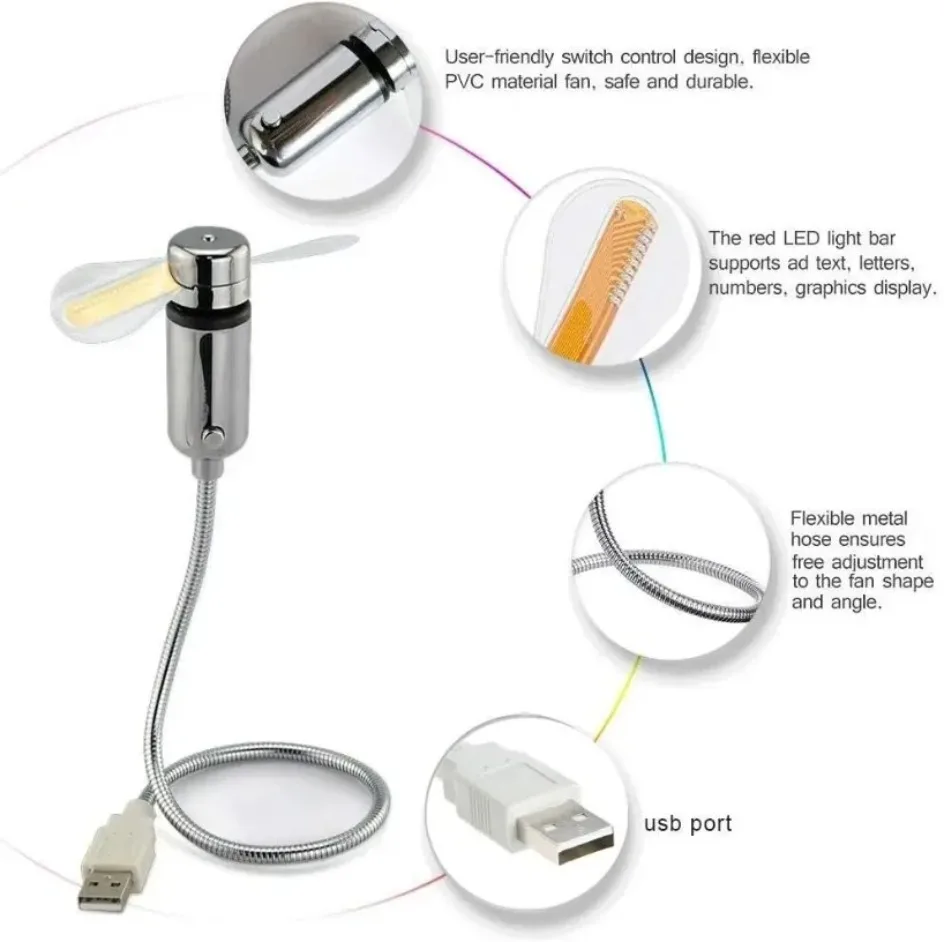 Der flexible Mini-Lüfter mit USB-Netzteil-Lüfter mit LED-Zeitanzeige eignet sich sehr für Desktop-Computer, Laptops und Tablets