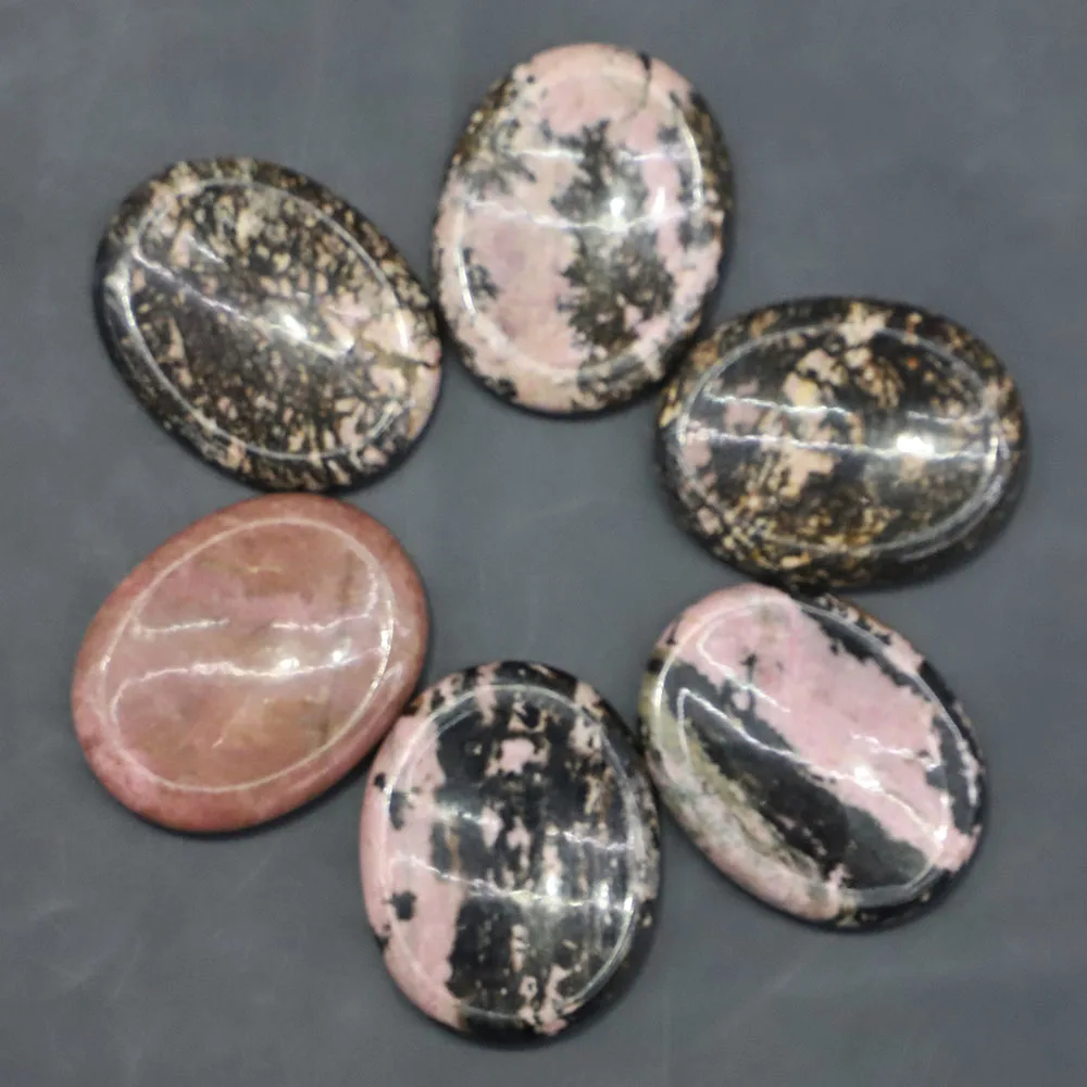 

Natural Oval Rhodonite Stones Thumb Massagers Palm Energy Worry Therapy Reiki Healing Meditation Spiritual Minerales Decor 4Pcs