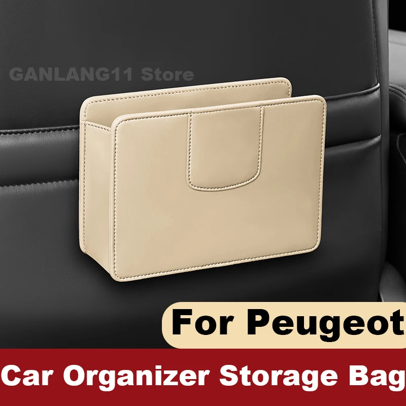 

Leather Car Organizer Storage Bag For Peugeot 208 E208 2008 E2008 5008 E5008 E3008 308SW 508SW 408 Auto Interior Accessories