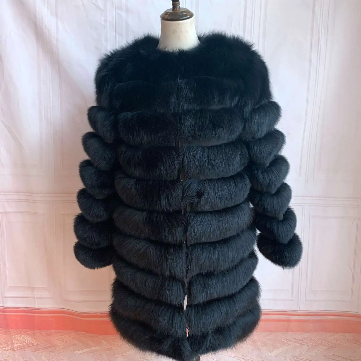 NEW 4in1 Real Fox Fur Long Coat Winter Coat for Women Jackets Vest Winter Outerwear Women Fox Fur Coat High Quality Fur Clothes