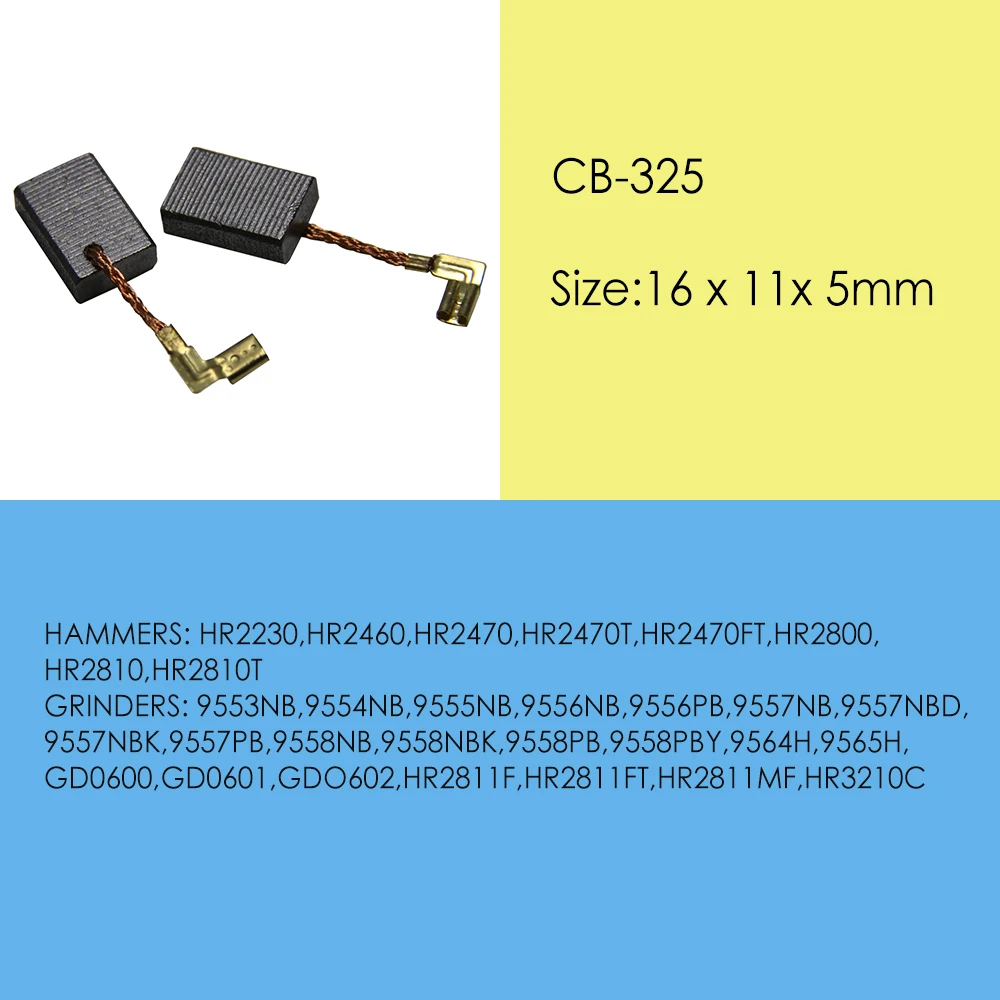 5 Pairs Carbon Brushes CB325 16 x 11 x 5mm Spare Parts for Makita Angle Grinder 9554NB 9557NB 9558 Power Tools Accessories