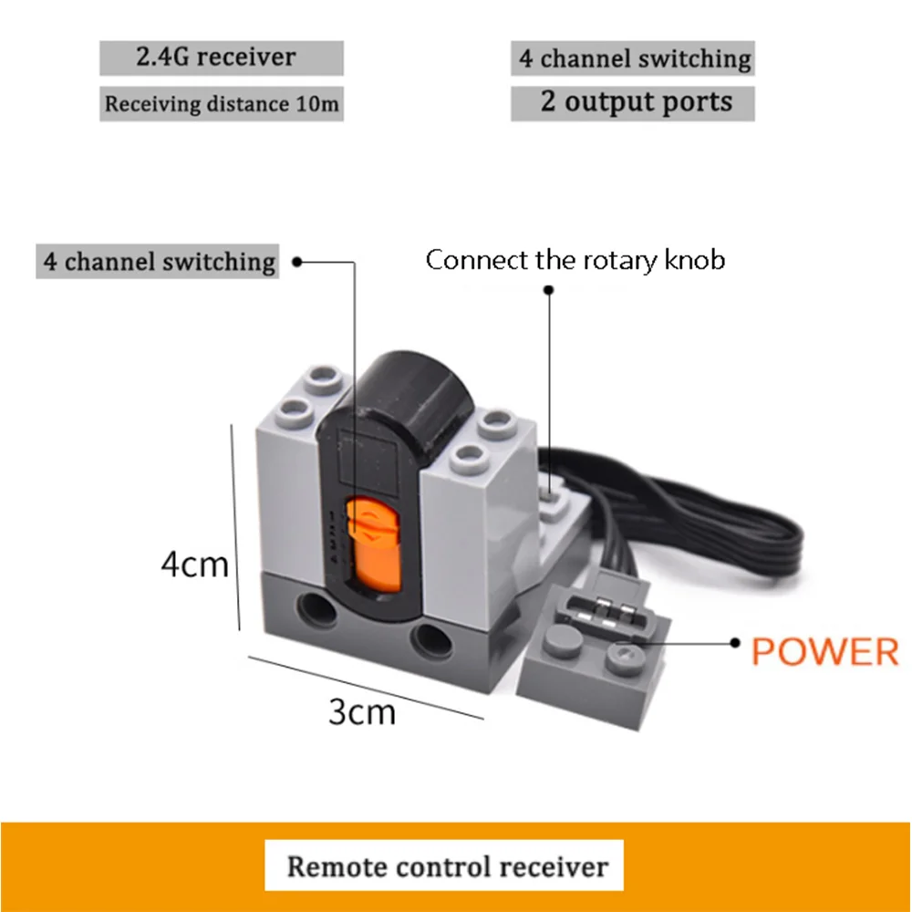 Kit di alimentazione per blocchi motorizzati con funzione di alimentazione da 5 pezzi 2 motori medi, 1 scatola batteria, 1 telecomando IR, 1 ricevitore