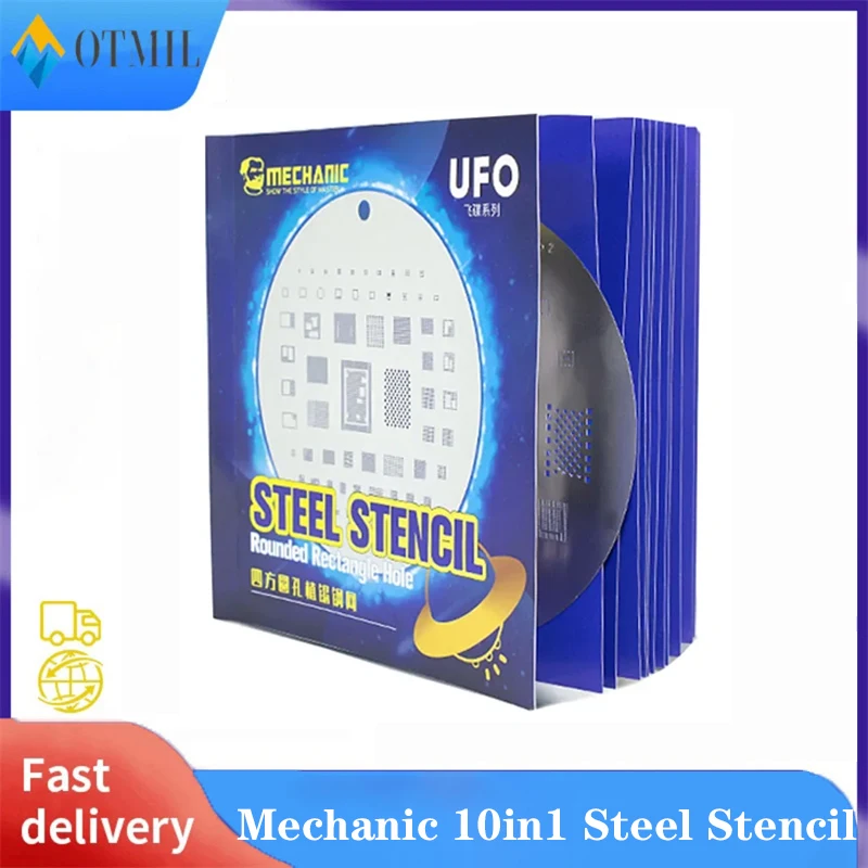 

Mechanic 10in1 UFO Steel Stencil Mesh For iPhone 6-15PM High Temperature Resistance Quare Round Hole For IC Chip BGA Reballing