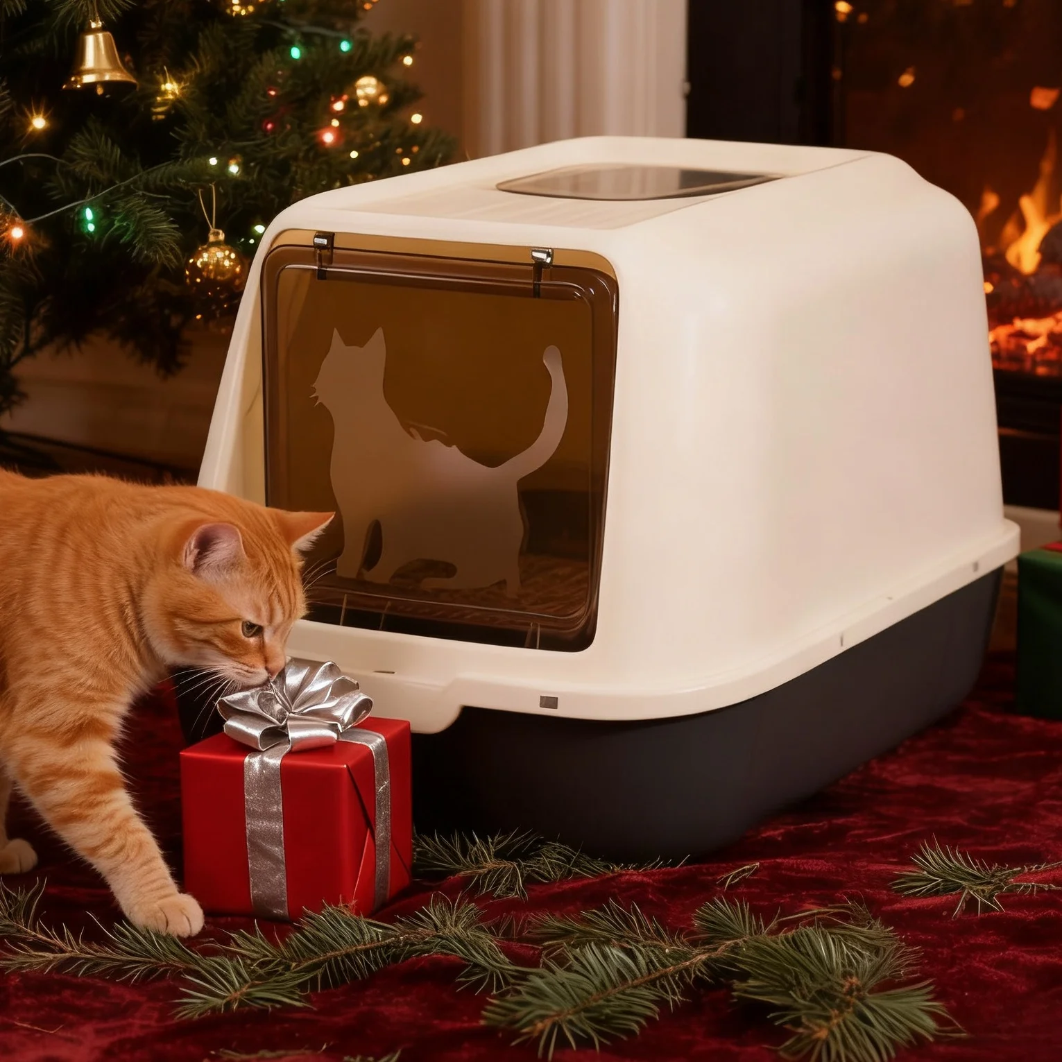 

Fully Enclosed Cat Garbage Bin with Lid, Shovel, Cat Pad, And Odor Regulator, Double Door Large Plastic Cat Toilet And Top Deodorizing Cat Litter Box, Two Models Suitable for Small, Medium, And Large Cats