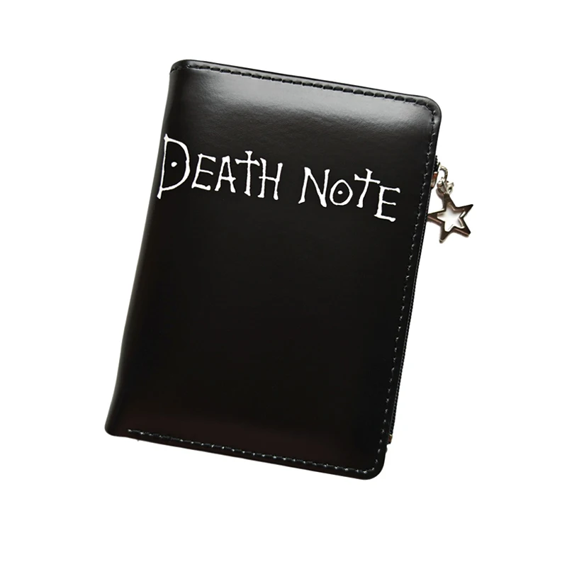 Death Note Anime Black PU Leather Short Wallet with Card Holders Zipper Pocket for Boys Girls Gift