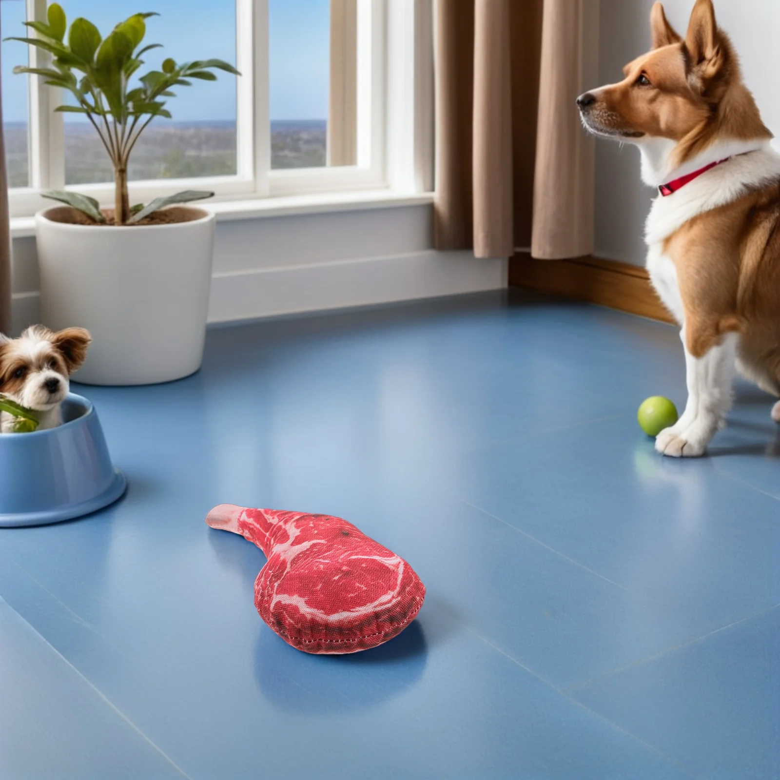 

2Pcs Simulation Steak Dog Chew Realistic Pet Sound Interactive Chewing Entertainment for Puppy Teething Dental