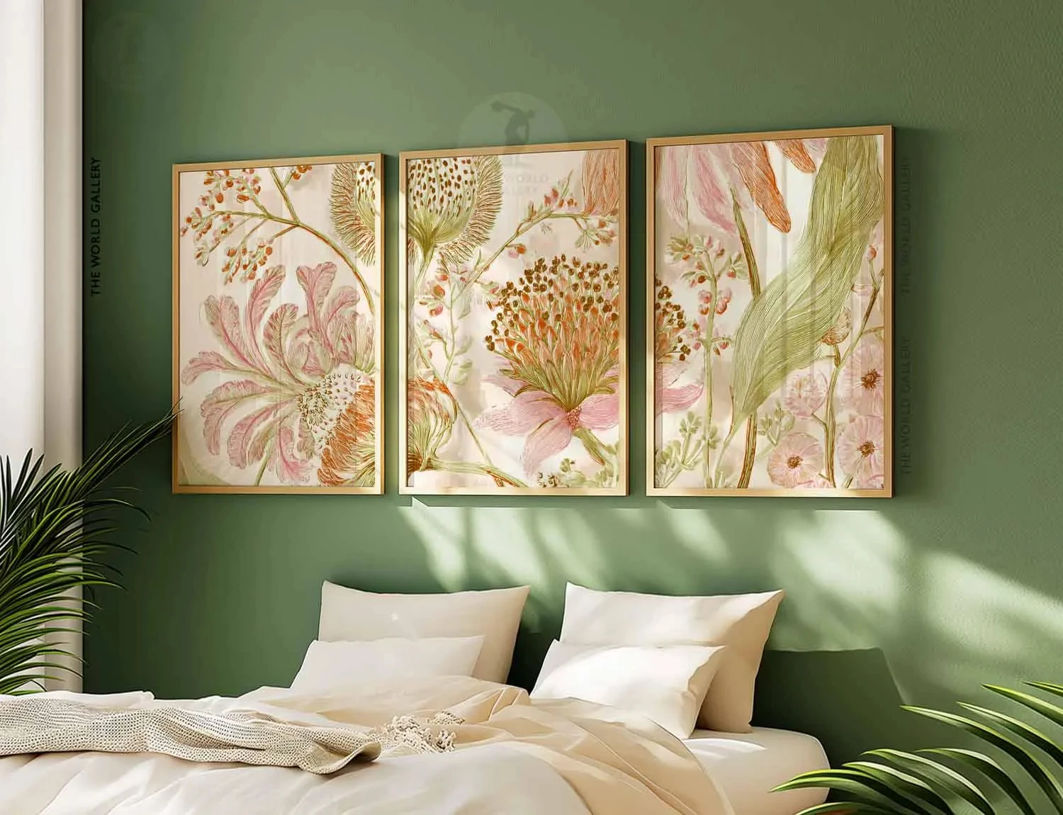 3pcs frameless Canvas Painting 3 Vintage Botanical Wall Art, Cottagecore Floral Prints, Wildflower Botanical Poster Trio, Soft E