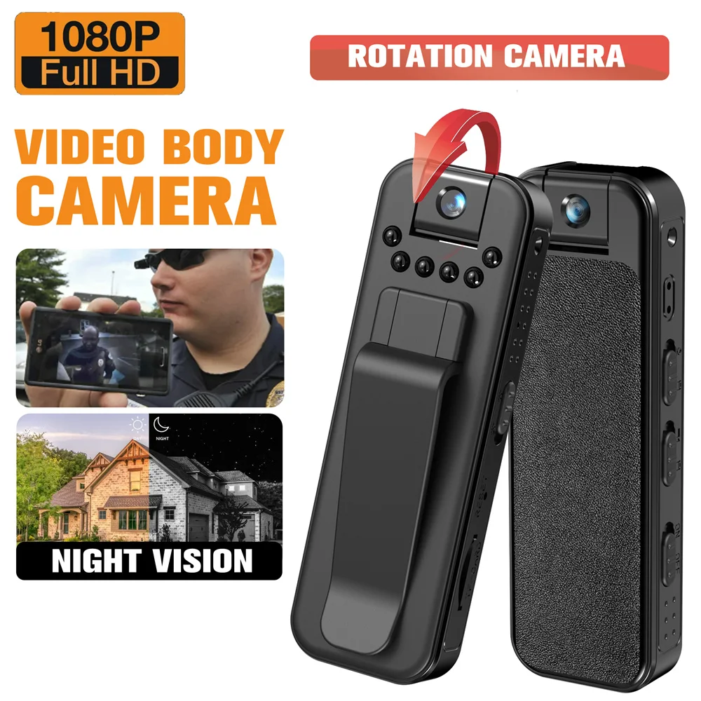 

1080P HD Mini Body Camera with Audio and Video Recording Portable Video Recorder 180°Lens Rotatable with Night Vision Large