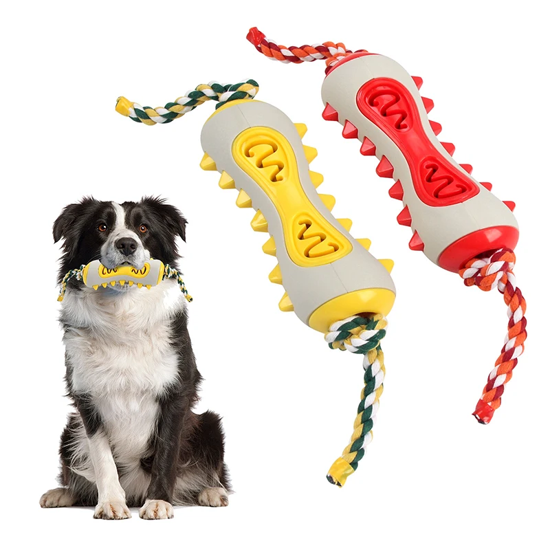 

Bite Resistant Soft Leaking Food Sticks for Dogs Cats Durable Washable Dog Puzzle Toy with Hemp Rope Pets Accessories for Dogs