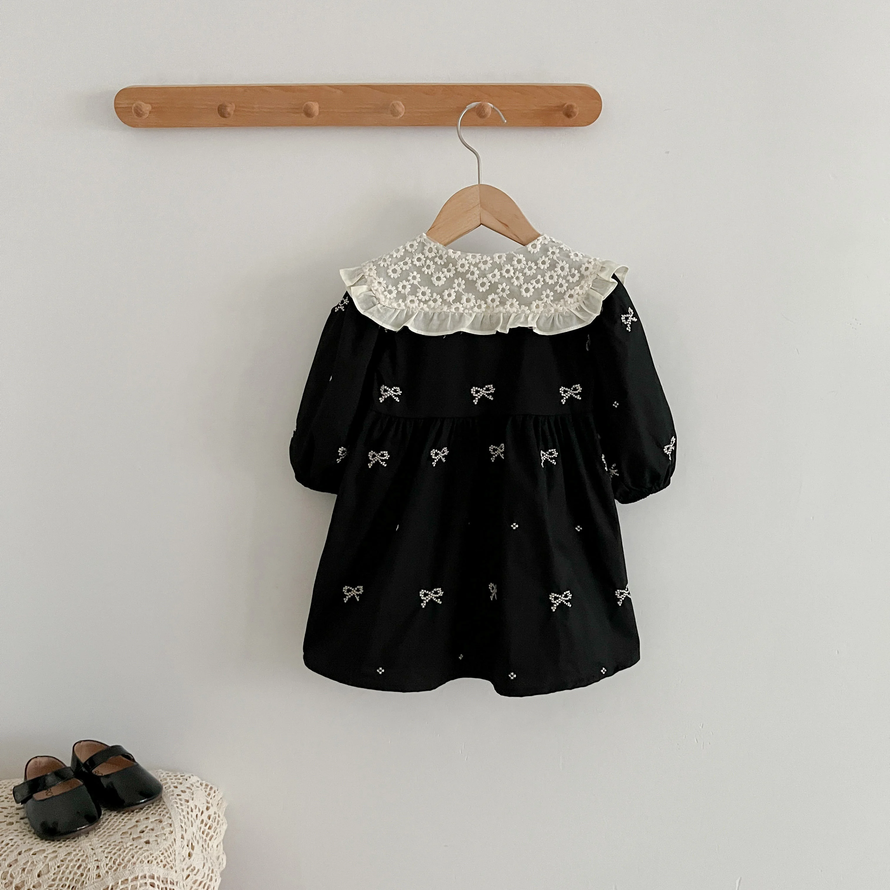 Herbst 0-6Yrs Mädchen Prinzessin Kleid Baby Mädchen Kleidung Kleidung Schmetterling Kragen Baby Mädchen Ein Stück Kleidung Stickerei Kinder Kleid – Detail 4