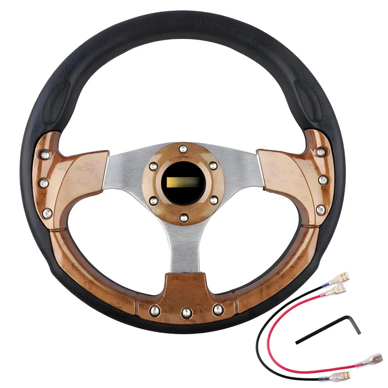 High Quality Universal 13/14 Inch Deep Spoke Leather Drift Steering Wheel Car Modification Parts 5