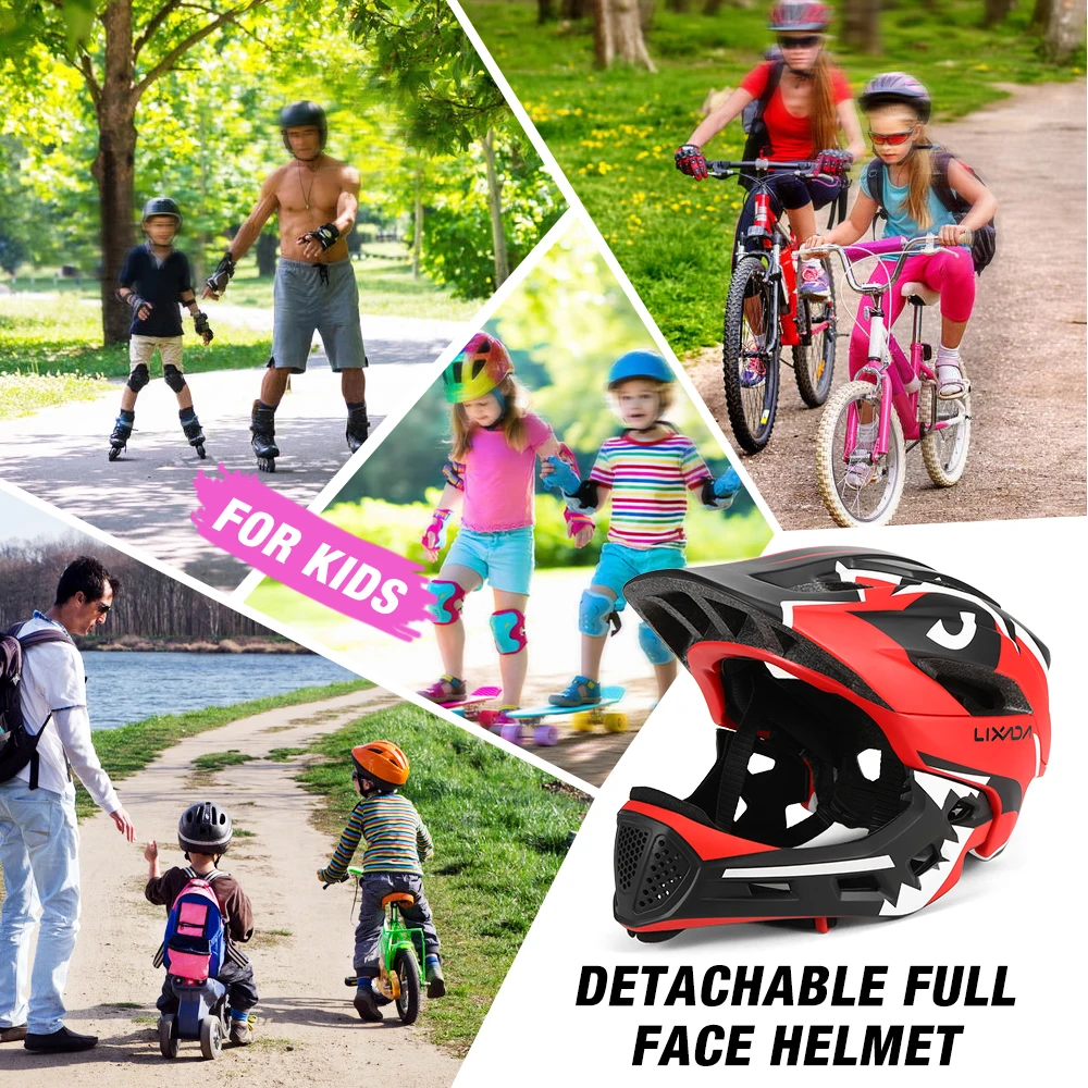 Kids Detachable Full Face Helmet Children Sports Safety Helmet for Cycle Skateboarding Roller Skating