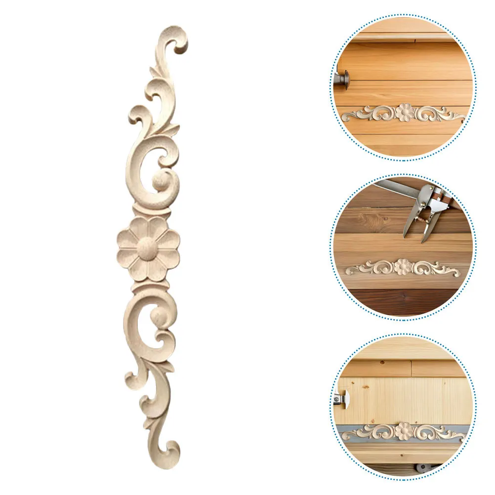 

4Pcs Handcrafted Wood Onlay Appliques with Floral Design - Cabinet Door Decoration Corner Inlay - Natural Wood Furniture