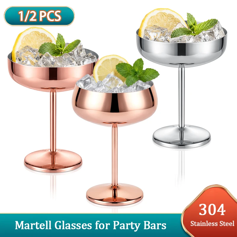 Copo de Aço Inoxidável 304 Texturizado 1/2 Peças Taça de Coquetel Martell Taça de Champanhe Vinho Tinto para Festas Bar Casamento Piscina