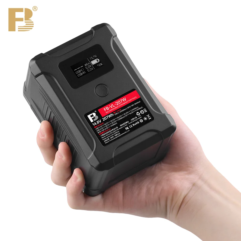 FB V Mount Battery VL-207W with Type-C Micro USB PD Fast Charging Port  for Camcorder Broadcast LED Video Light Power Monitor