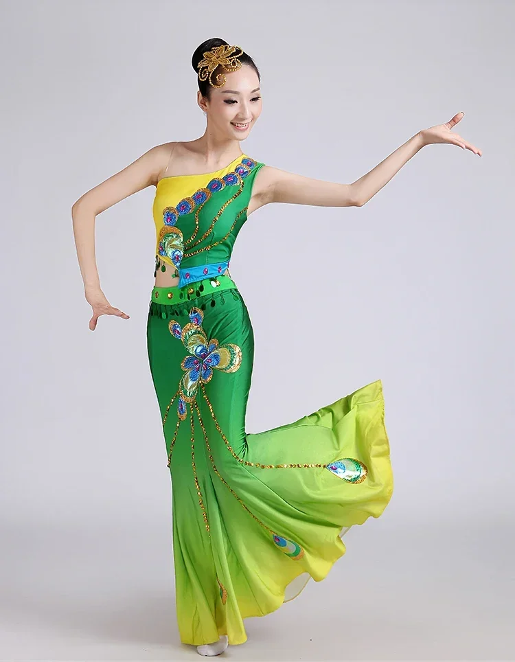 

New Specials Dai Dance Costumes Peacock Dance Costumes Female Dai skirt Performance costume Fishtail skirt