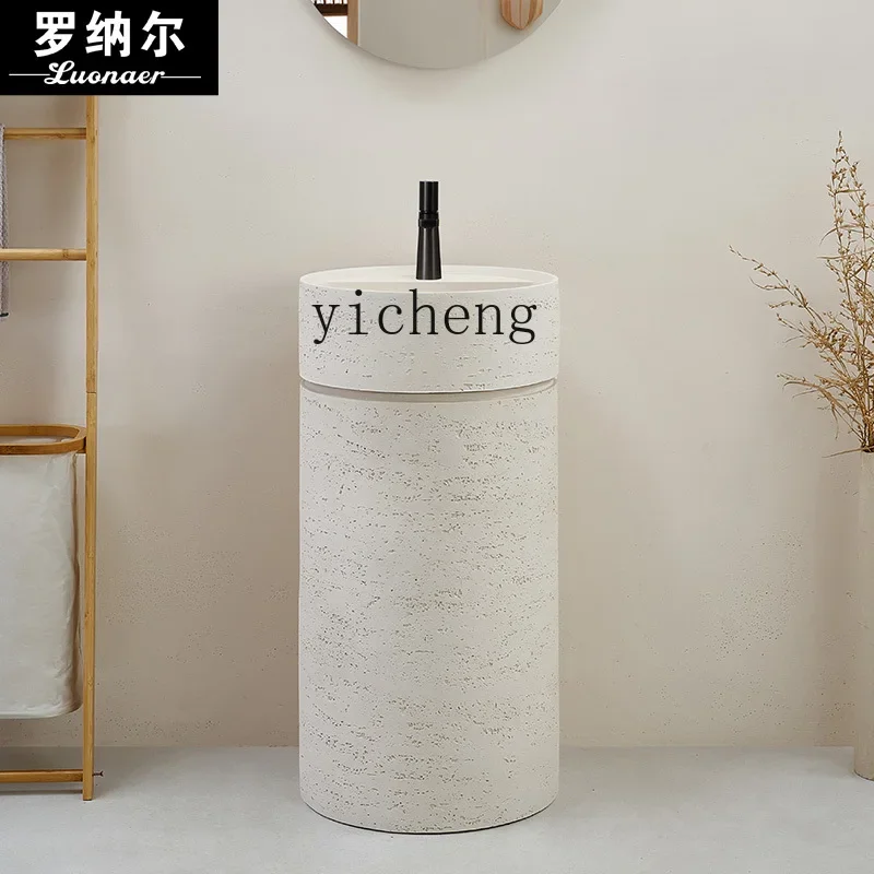 V7  wash basin square round integrated floor washing table creative art column basin