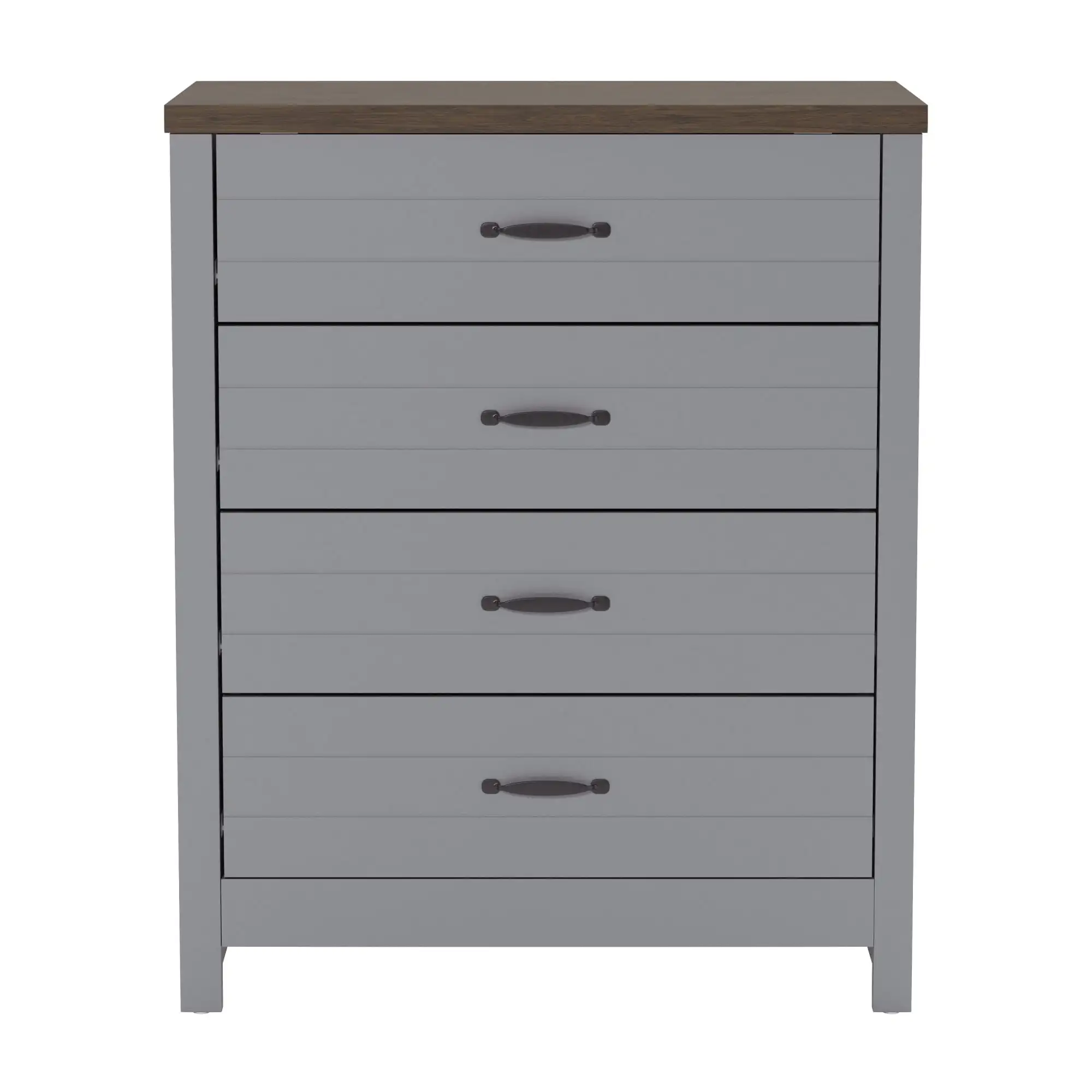 Lancaster Farmhouse 4-Drawer Dresser, Gray & Oak, by Hillsdale Living Essentials