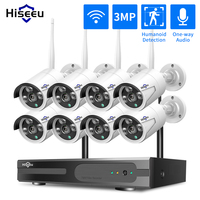 Hiseeu 16CH NVR 3/5MP WIFI IP Cameras Security Kit Human Detection Night Vision One-way Audio Wireless CCTV Surveillance System