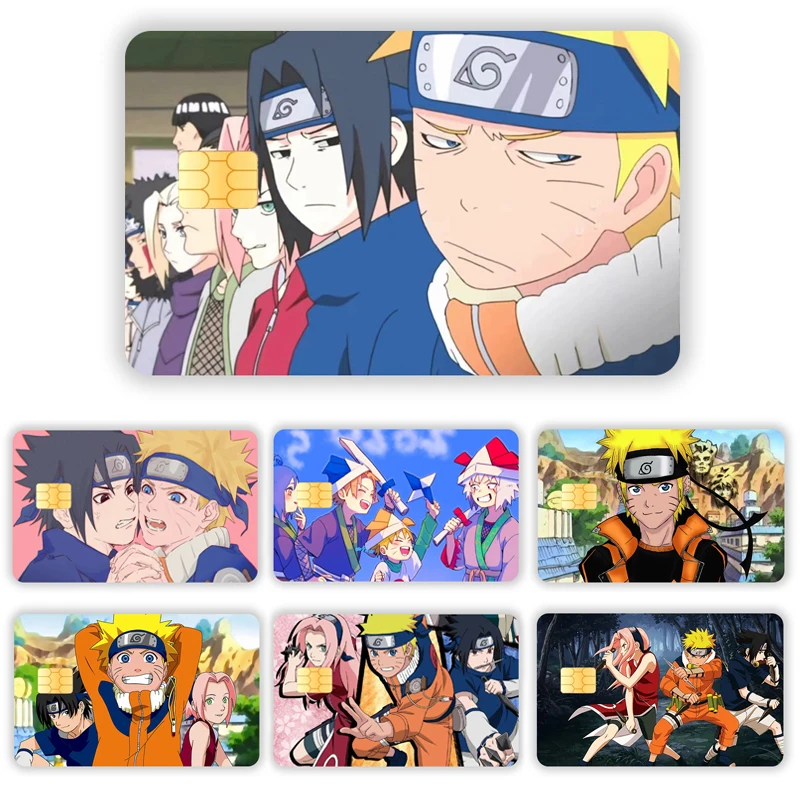 Naruto Card Sticker Credit Card Chip Creativity Cartoon Waterproof Stickers Kawaii Stickers Big and Small Chip Sticker