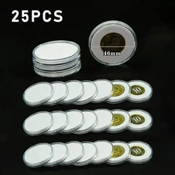 Boîte de collecte de pièces de monnaie en plastique transparent, porte-monnaie, étui pour pièces de monnaie, capsules de stockage, boîtes de protection, conteneur, 46mm, 10 pièces, 25 pièces