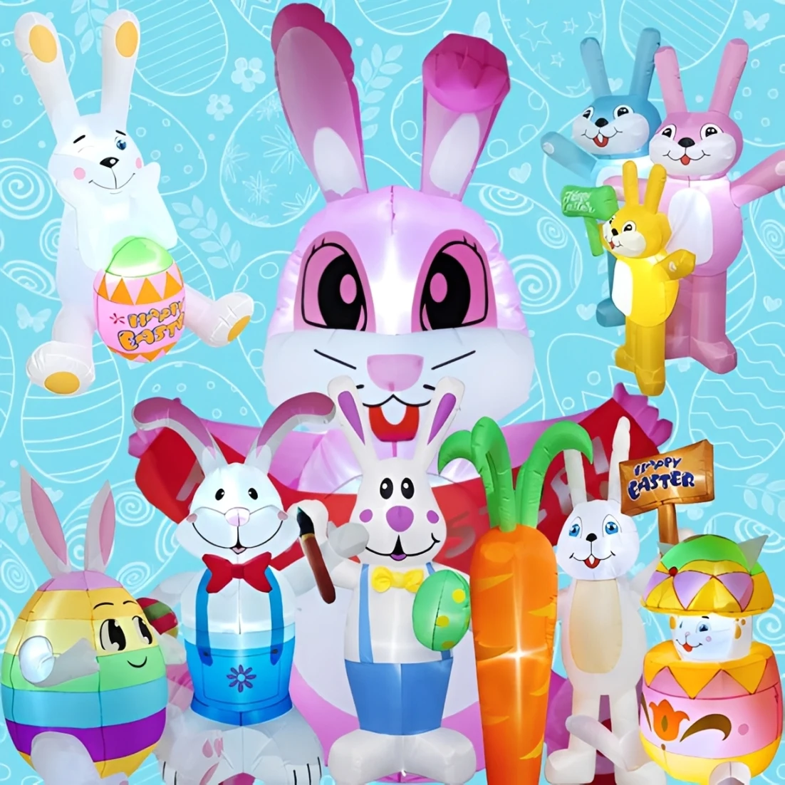 

Праздничные украшения «сделай сам», пасхальный поезд с корзиной кролика, красочные яйца, надувной декор, сад на открытом воздухе, украшение для дома и вечеринки