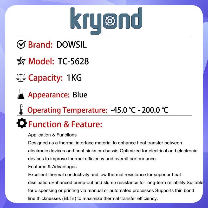 DOWSIL TC-5628 Thermally Conductive Blue Compound 1kg Dow Corning TC-5026