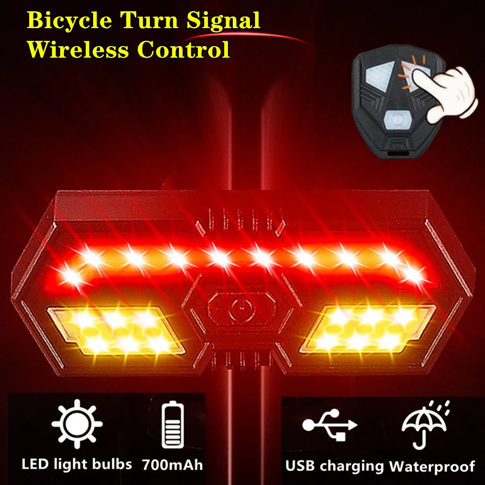 

Bicycle Turn Signal Rear Light LED Cycling Taillight USB Rechargeable Wireless Remote Bike Rear Lamp MTB Road Waterproof Lights