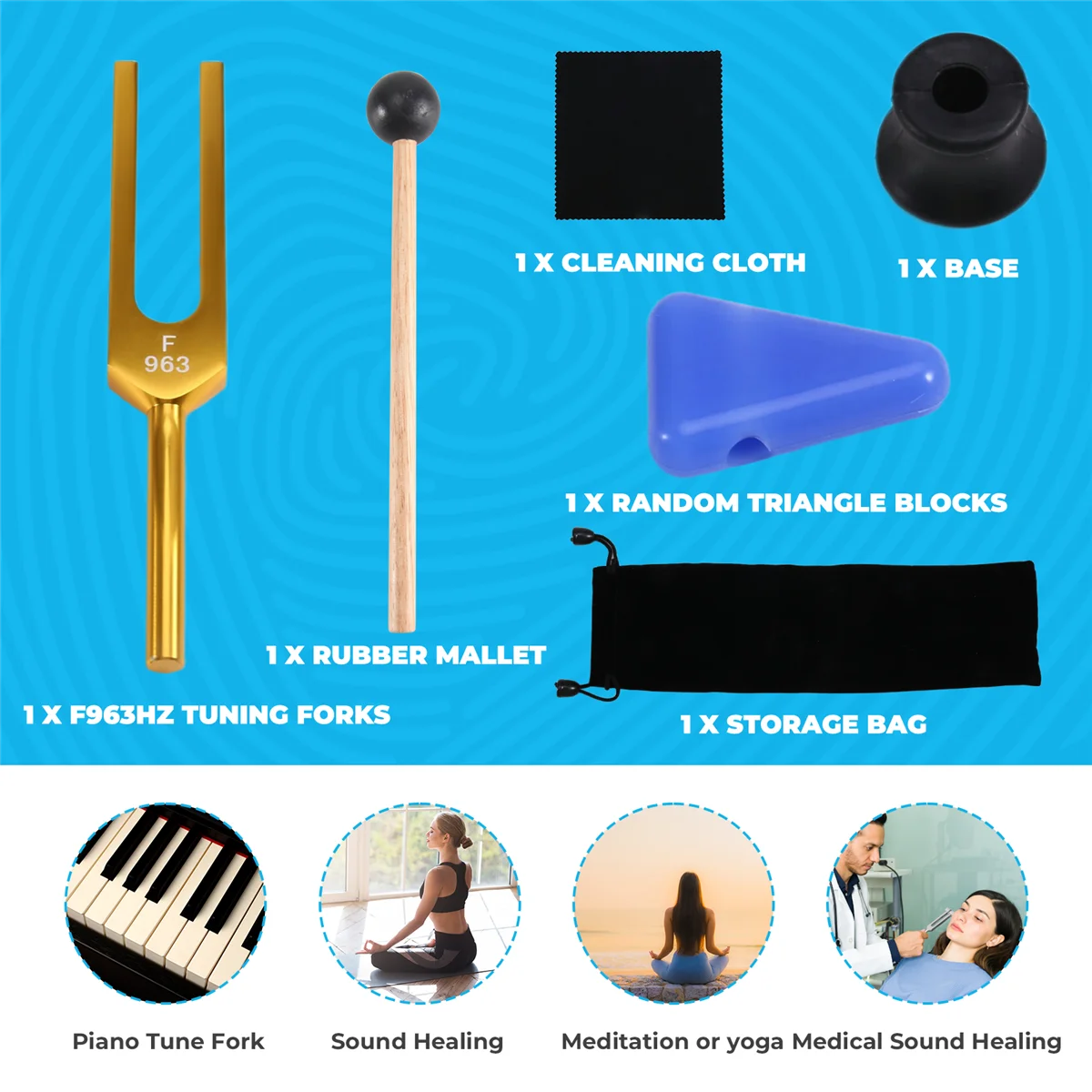 SMIEA F 963HZ Tuning Fork Set, Tuning Fork for Healing Chakra, Sound Therapy, Keep Body, Mind and Spirit in Perfect Harmony