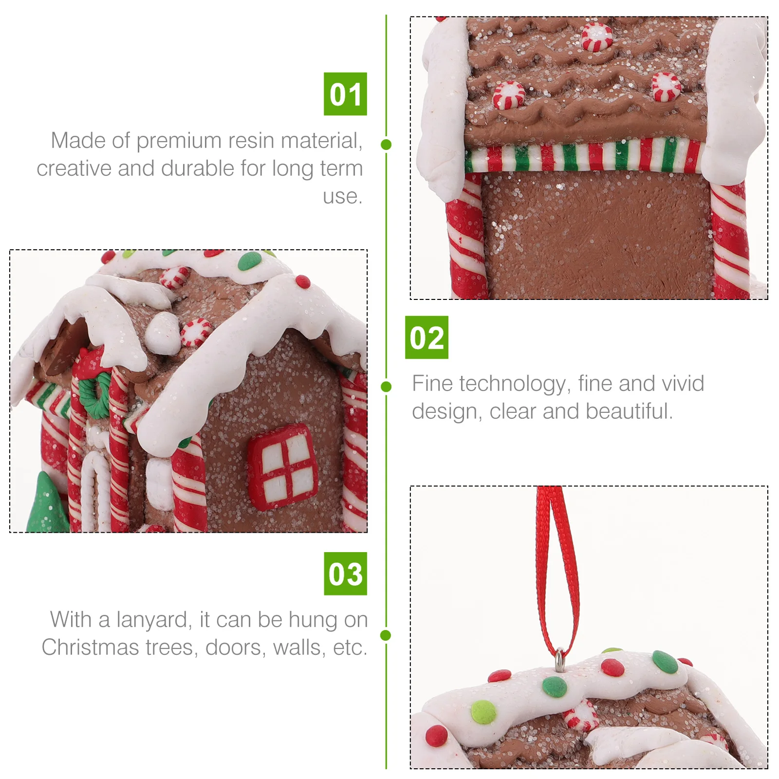 Christmas Hanging Pendant Shape Resin Ornament for Xmas Tree Decor Holiday Party Home Window Festive Display