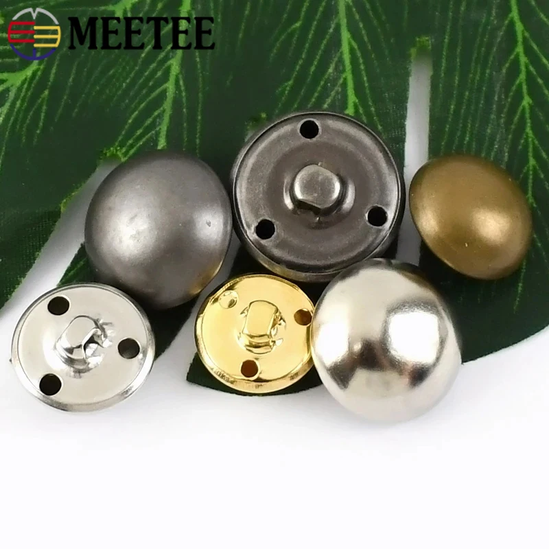 10/20 pz Meetee 15-25mm metallo dorato bottone cappotto rotondo fungo gambo bottoni per vestiti fermagli decorativi accessorio per cucire fai da te