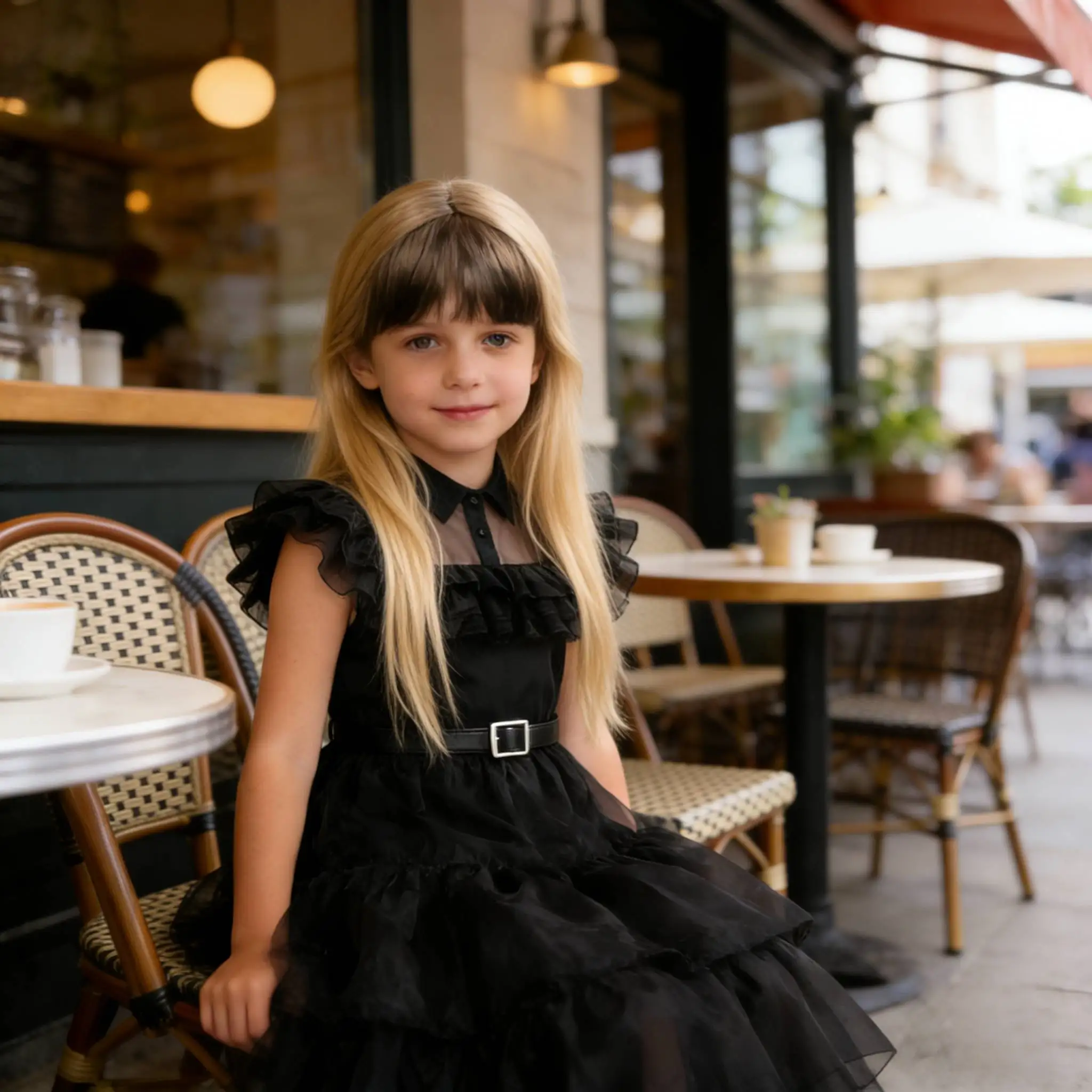 

Черное семейное платье и парики для девочек, ТВ-стиль, костюм на Хэллоуин для малышей, готическое платье для семейной вечеринки, пасхальный карнавал для девочек