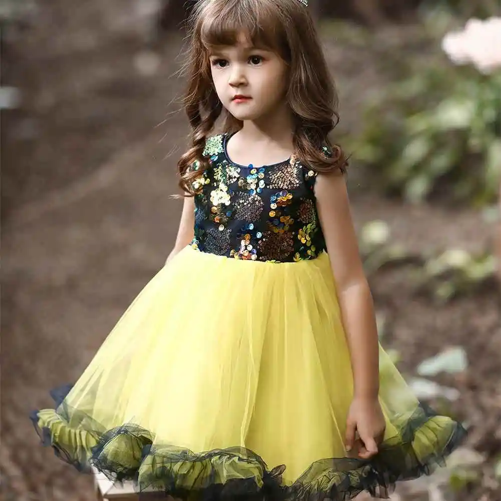 Princ sle saia de tule bordada infantil dr cross-border verão menina glitter casamento dr saia fofa
