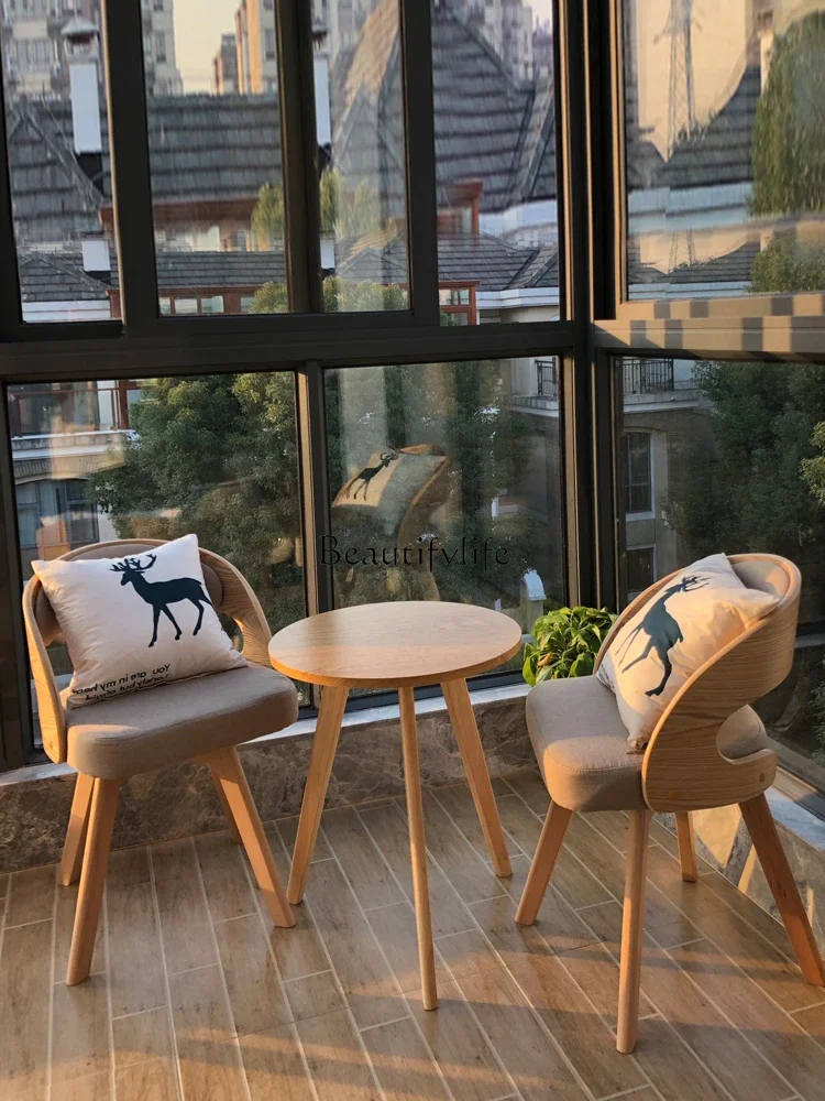 

LBalcony Table and Chair Combination Small Apartment Mini Small Coffee Table Three-Piece Leisure Lazy Bone Chair