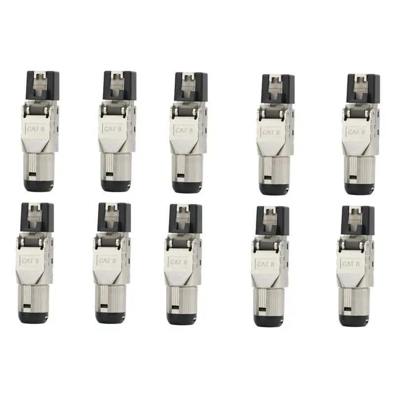 ABKY-10PCS RJ45 Cat 8 Connector Shielded Toolless Modular Termination Plug 2000Mhz 40G LAN Cable For 22AWG-24AWG