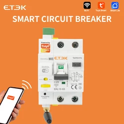 ETEK Tuya WlFl Smart Circuit Breaker RCBO Smart Life Remote Control Short Circuit Protection Timed 2P Without Metering EKR3L