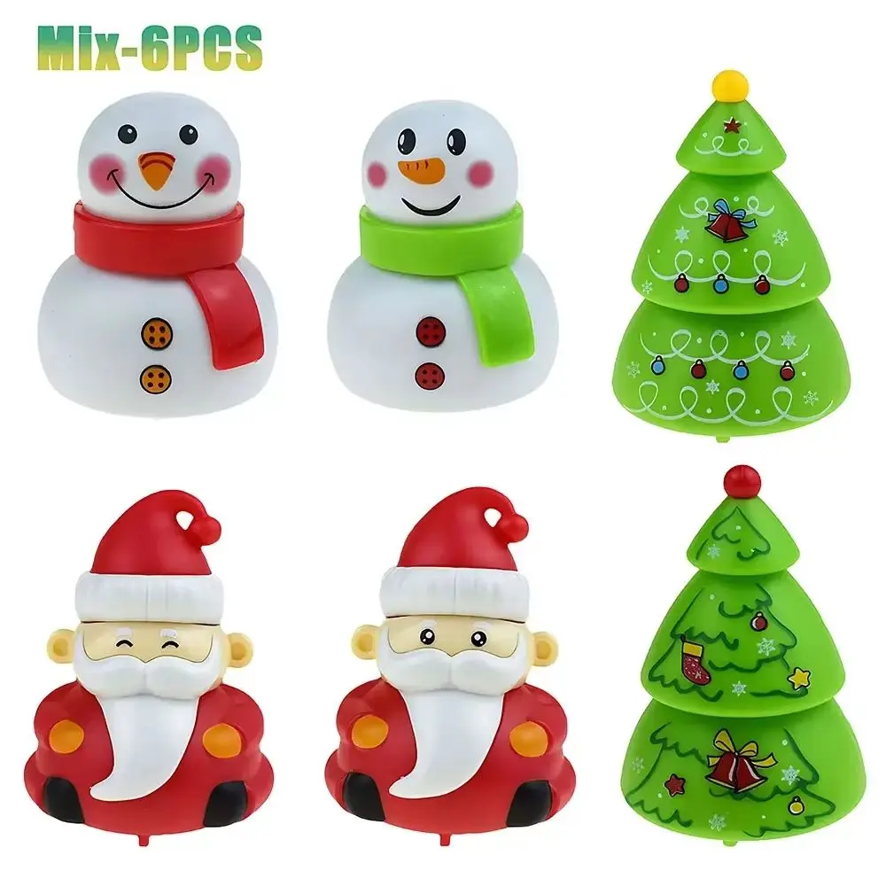6Pcs Plastic Material Pull Back Car Toys Cartoon Style Pull Back Function Cartoon Christmas Tree Christmas Theme Mini Size