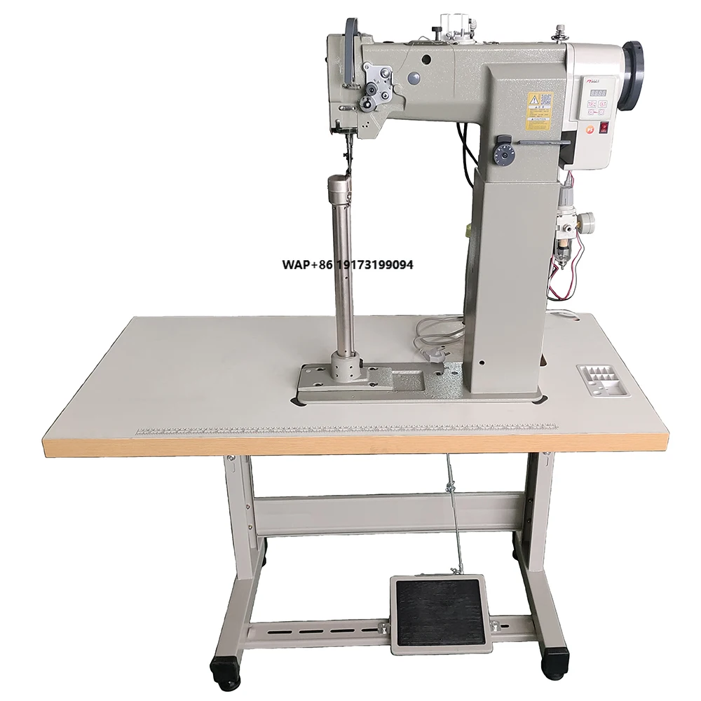 

High Column Electric Single Sewing Machine Manual Feed Mechanism with Core Motor Ideal for Boots Straw Hats
