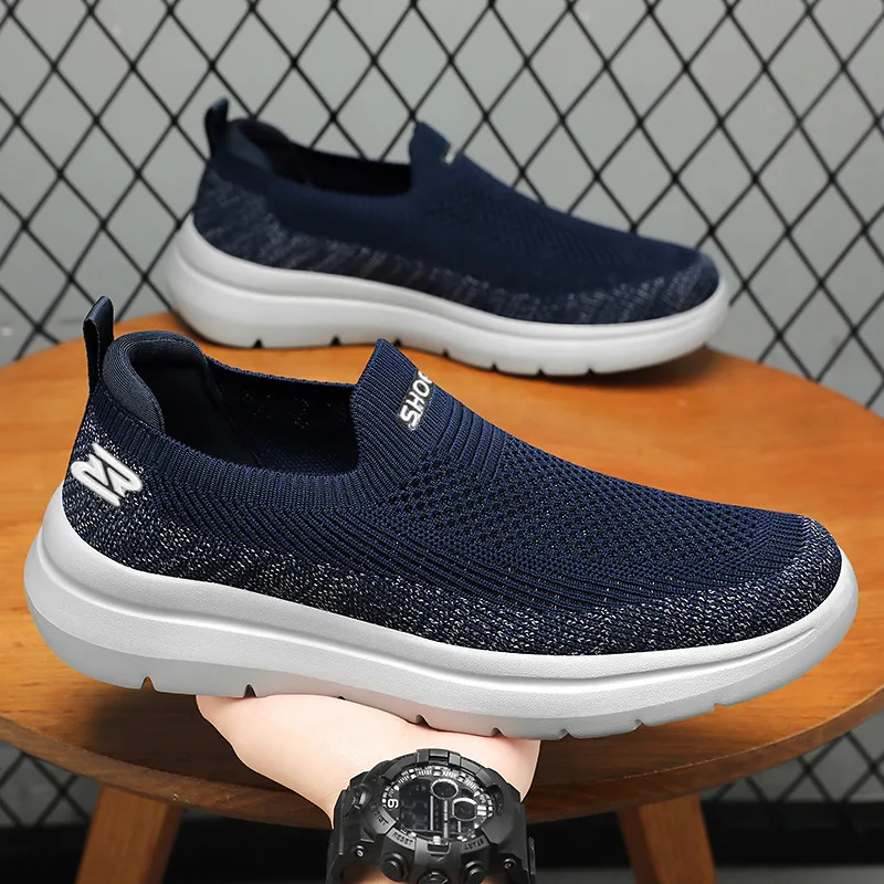 

Men's Summer New Knitted Breathable Casual Shoes with Soft Soles Comfortable Single Shoes Simple and Lightweight Men's Shoes